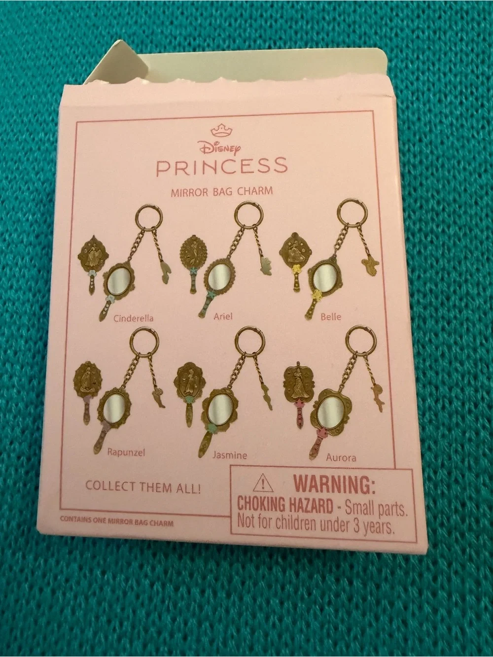 Disney Belle Gold-Tone Mirror Keychain Bag Charm with Yellow Rose Accent
